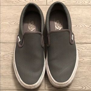 Gray leather slip on Vans size 8.5 women men’s 7